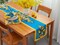 Provence Blue Lemon Mediterranean Tile Tabletop for Spring Summer Decorations, Picnics and Dinner Parties - Indoor Outdoor, Stain and Water Resistant, Table Runner, 14 x 72